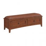McKenzie 2-Drawer Bench in glazed antique cherry finish