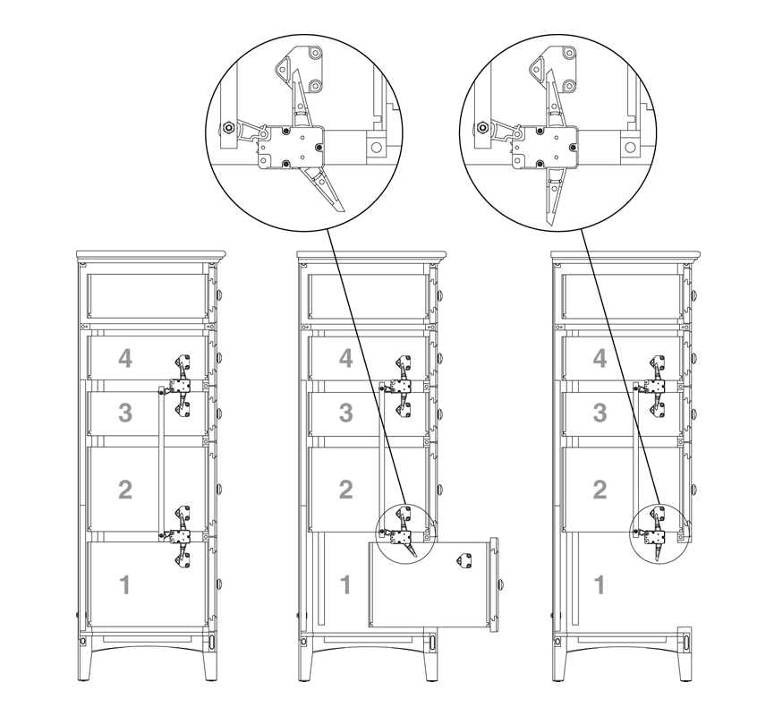Anti-tip drawer interlock safety mechanism