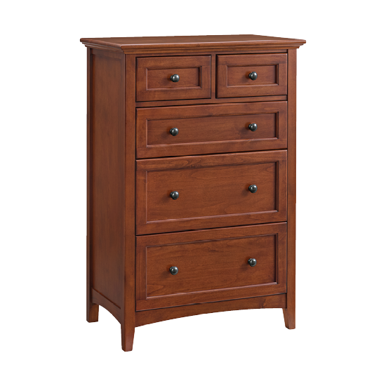 McKenzie 5-Drawer Tall Chest in Glazed Antique Cherry finish