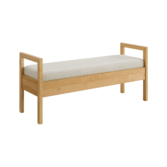 Upholstered Arm Bench in Natural finish