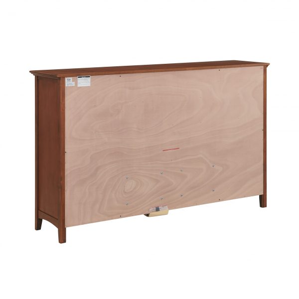 Rear view of McKenzie 75"W Master Dresser in glazed antique cherry finish