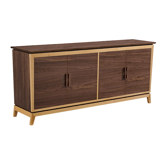 Addison 76"W Credenza in Duet finish with Black Walnut handles
