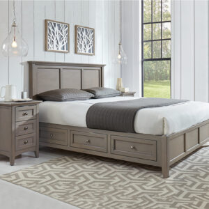 McKenzie Queen Classic Storage Bed in fieldstone finish shown in bedroom set