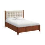 McKenzie Queen Upholstered Panel Bed in Glazed Antique Cherry finish