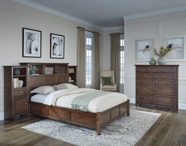 McKenzie 11-Drawer Chest in java finish shown in bedroom set