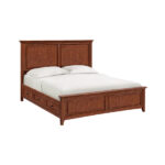 Front view of McKenzie King Premier Storage Bed in glazed antique cherry finish