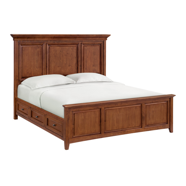 McKenzie King Grand Storage Bed in glazed antique cherry finish