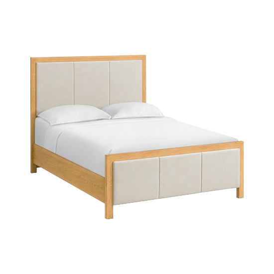 Bailey Queen Upholstered Panel Rail bed in Natural finish