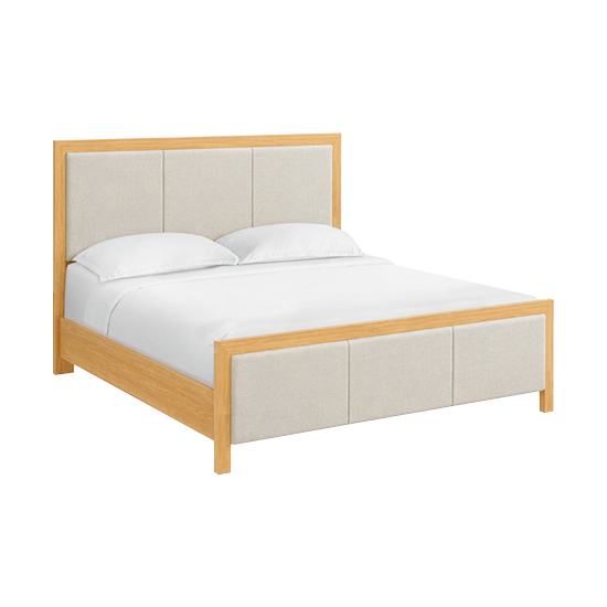 Bailey King Upholstered Panel Rail bed in Natural finish