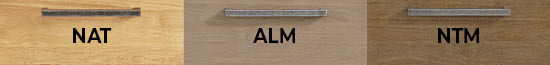 Bailey Finishes: Natural, Almond and Nutmeg with Graphite handles