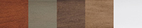 Finishes in order: glazed antique cherry, fieldstone, java, pecan, and snowbound