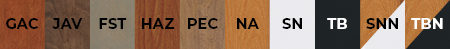 Available finishes: glazed antique cherry, java, fieldstone, hazelnut, pecan, natural alder, snowbound, tricorn black, snowbound natural, tricorn black natural